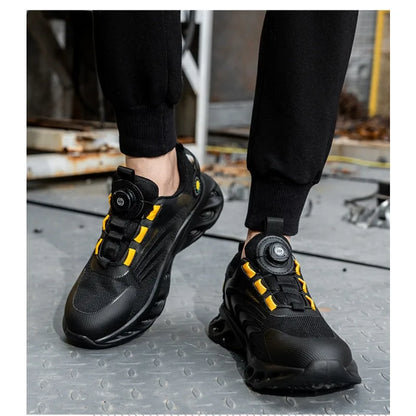 Button Labor Protection Shoes Lightweight Steel Toe Cap Anti Smashing and Anti Puncture Safety Shoes