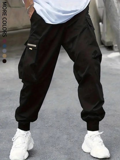 Men's Cargo Pants, Casual, Sporty, Outdoor, Large Pockets, Lightweight, Legging, Cropped Slacks 06B