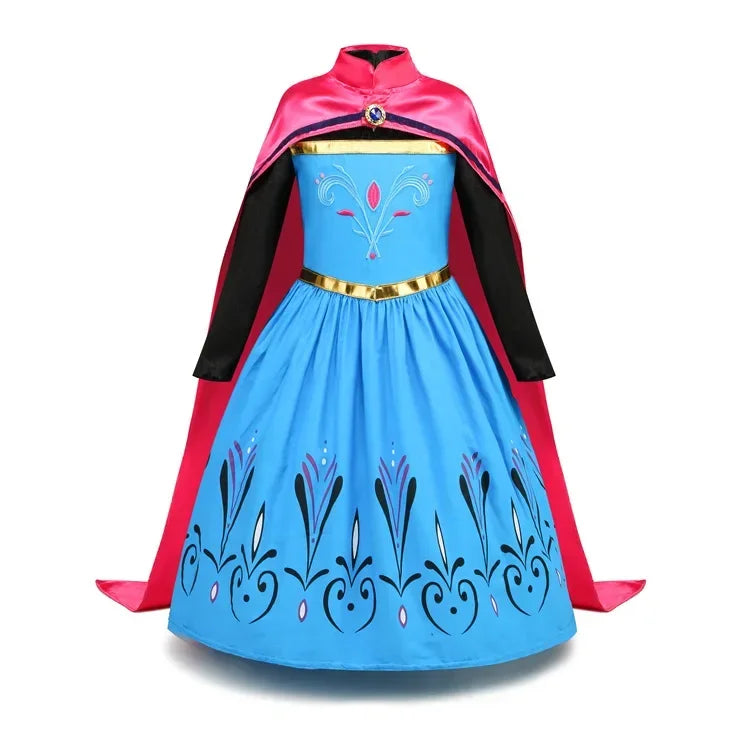 Frozen Snow Queen Elsa Anna Girls Cosplay Mesh Princess Dress Kids Halloween Carnival Party Birthday Frock Ball Vestidos