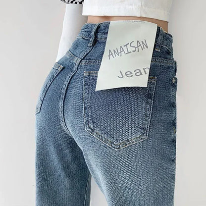 Women Baggy High Waisted Jeans Pants Girls Straight Leg Casual Denim Pants