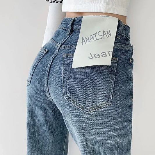 Women Baggy High Waisted Jeans Pants Girls Straight Leg Casual Denim Pants