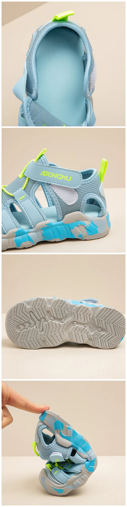 Children Casual Sandals for Boys Girls Sports Sandals New Summer Soft Beach Shoes Toes Capped Outdoor Play Cut-outs Breathable