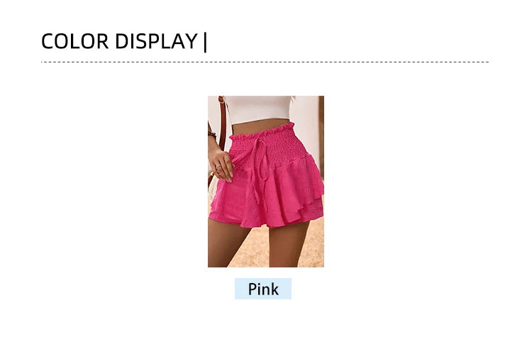 Women Solid Color High Waist Elastic Waistband Loose Swing Skirt Summer Casual A Line Flowy Skirt Female Daily Streetwear