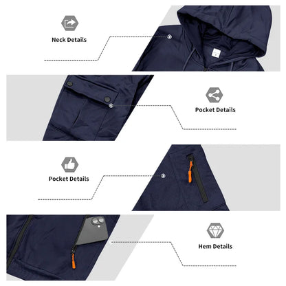 Autumn and winter men's velvet loose casual tooling outdoor sports fashion hooded sweater set