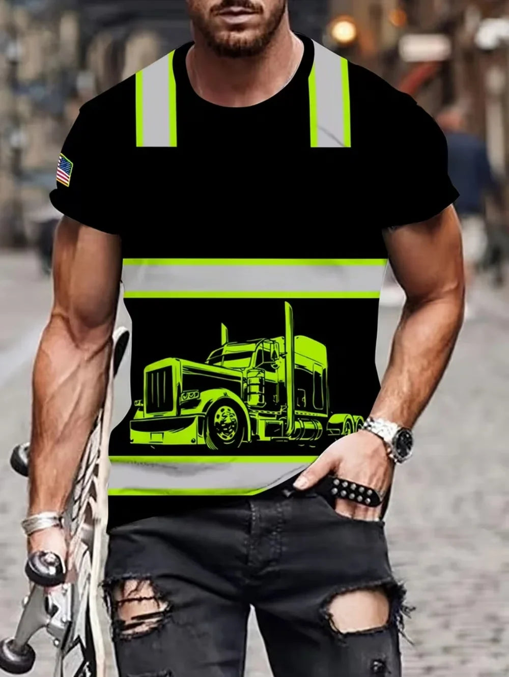 Men's 3D Printed New Secure Logo Color Blocking Design Short-Sleeved T-Shir Fashion Summer Daily Casual Work Wear Men's T-Shirts