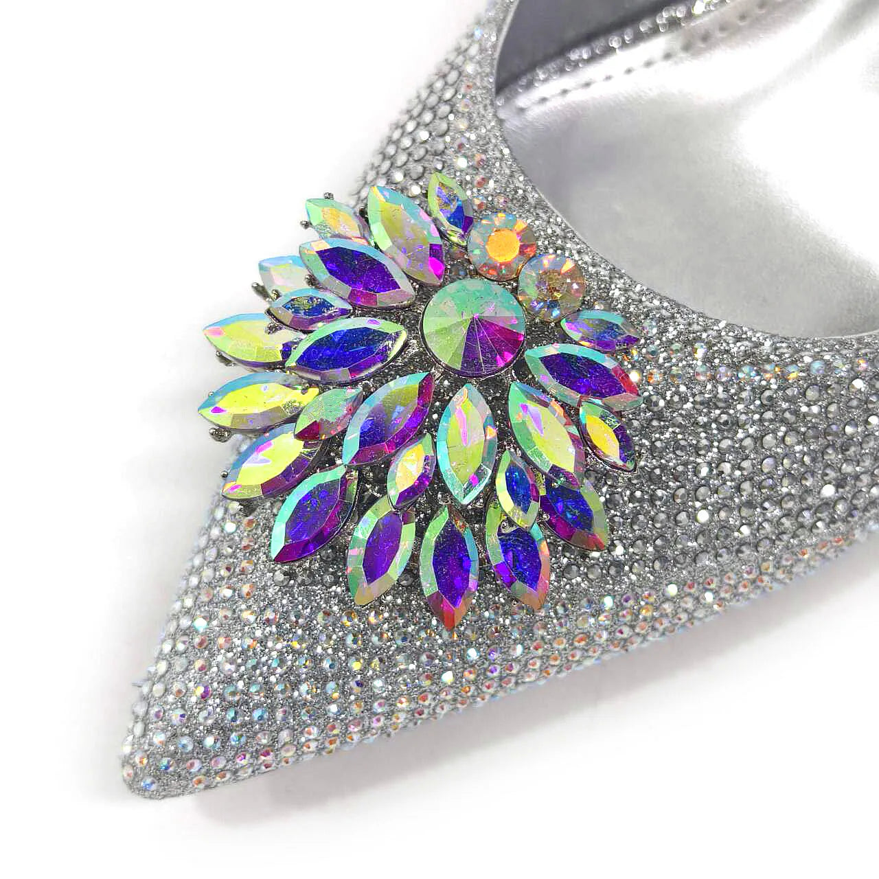 Italian Design Rhinestone Luxury Wine Colour Pointed Toe Shoe & Bag Set Women's High Heels for Parties