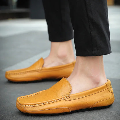 Genuine Leather Breathable Mocasines Casual Loafers Leather Shoes For Men Slip On Formal Italian Driving Flat Chaussure Homme