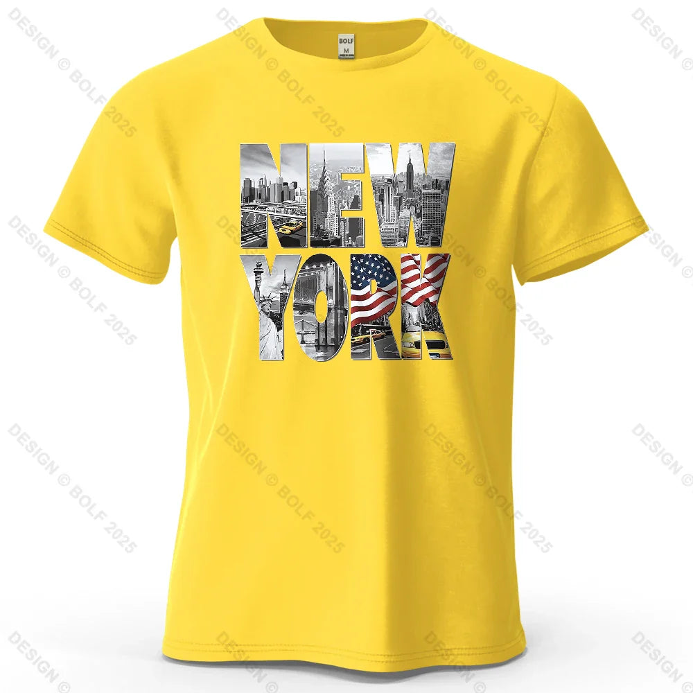 New York City Printed Men's T-Shirt 100% Cotton Oversized City Graphic Tees for Women Tops Tees Casual Streetwear