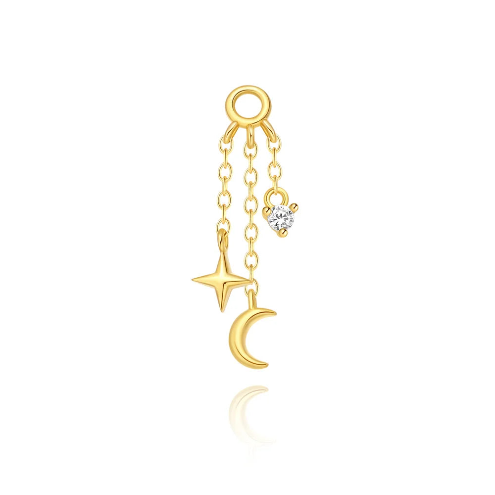 1PC 925 Sterling Silver Horse Eye Chain Tassel Zircon Drop Earrings For Women Ins Minimalism Geometric Earrings Gift