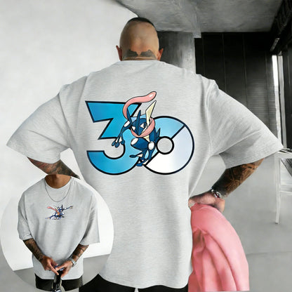 30th Anniversary Greninja Printed T-shirt Summer New Men's and Women's Loose Casual Hip Hop Trendy Short Sleeve Top