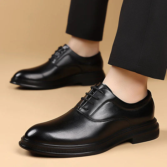 Men Dress Shoes Black Soft Leather Men Heighten Formal Shoes Casual Business Men Oxfords Suit Shoes