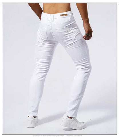 Calça Jeans Masculina Branca Casual Calça Jeans Nova Confortável Moderna Elástica Slim Fit Reta Calça Masculina Roupa Streetwear Jeans