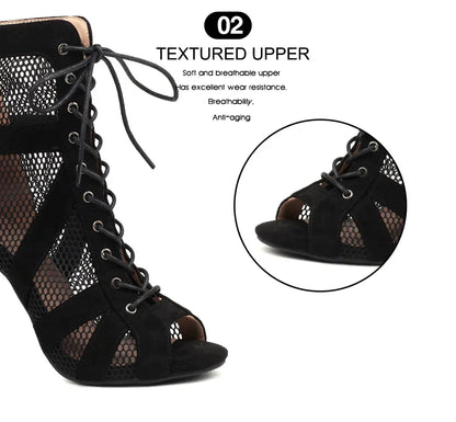 Girls Latin Dance Shoes Women Modern Dance Salsa High-Top Sandals Dance Hall Shoes Ladies Fashion Sexy High-Heeled Suede Boots