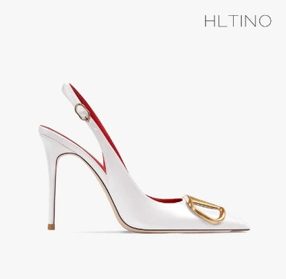 Fahion Slingback Black Comfortable Women Summer Shoes Very High Heel Sandals 2025 Trend for Wedding Party Dress