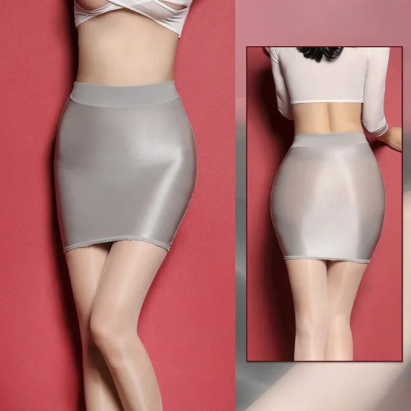 Transparent High Elastic Package Wrap Hip Short Skirts Black White Night Club See Through Mini Skirt for Women XL