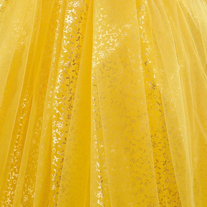 Girls Fairy Cosplay Costume Deluxe Snow White Puff Sleeve Princess Gown For Kids Carnival Halloween Birthday Party Role-Play