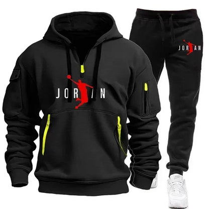 2025 New Autumn and winter new trend men's blazer + Tracksuit pants Fashion casual jogging print sportswear outdoor sportswear