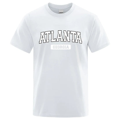 Atlanta Georgia Usa City Letter Tops Men Summer Oversize T-Shirts Cotton Loose T Shirts Fashion Breathable Male Short Sleeves