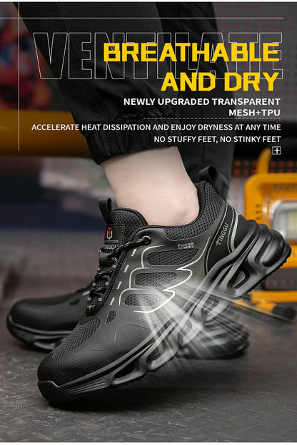 NEW Rotary Buckle Security Boots for Men WorkSneakers Women Boots Breathable Steel Toe ShoesSafety Puncture-Proof Men Boots