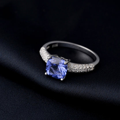 2.22ct Created Sapphire Nano Emerald Tanzanite Solitaire Ring 925 Sterling Silver for Women Daily Party Jewelry  sets gift