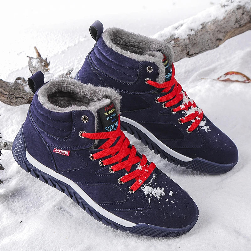 New Winter Sneakers for Men, Velvet Warm High-Top Cotton Shoes, Korean Style Casual Snow Boots, Boots, Men's Shoes, Autum Skateboard Shoes