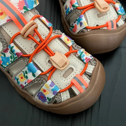 Summer Children Sandals Boys Girls Breathable Hollow Beach Shoes Baby Cute Print Sport Sandals