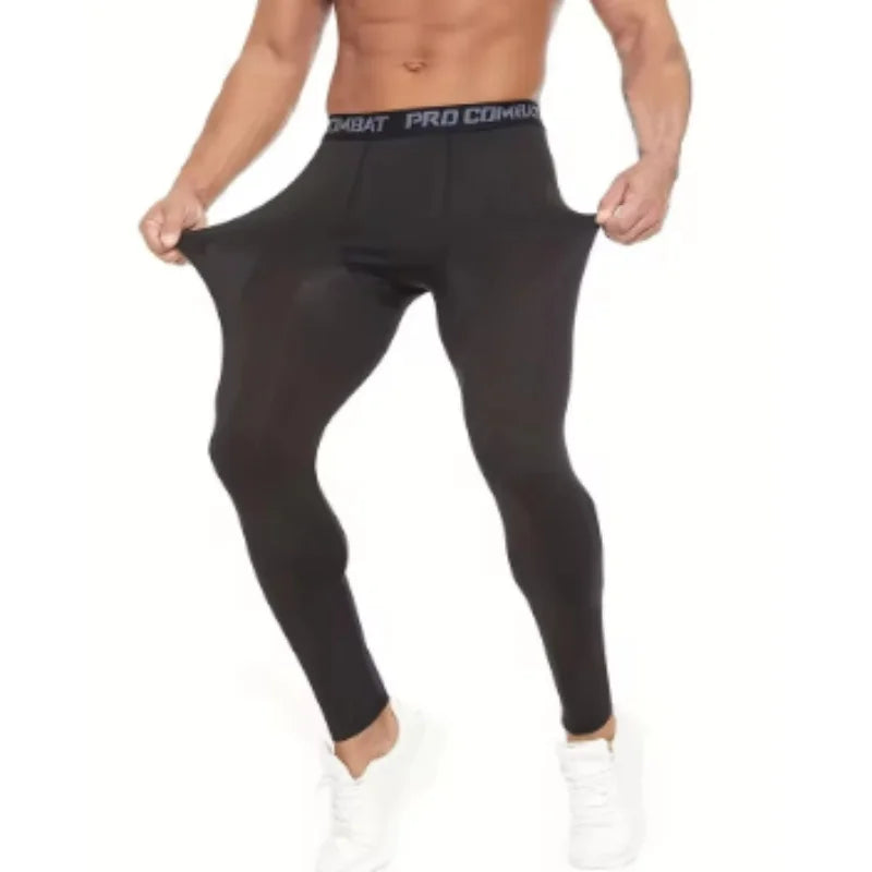 Men Compression Tight Leggings Running Sports Male Gym Fitness Jogging Pants Quick Dry Trousers Workout Training Yoga Bottoms
