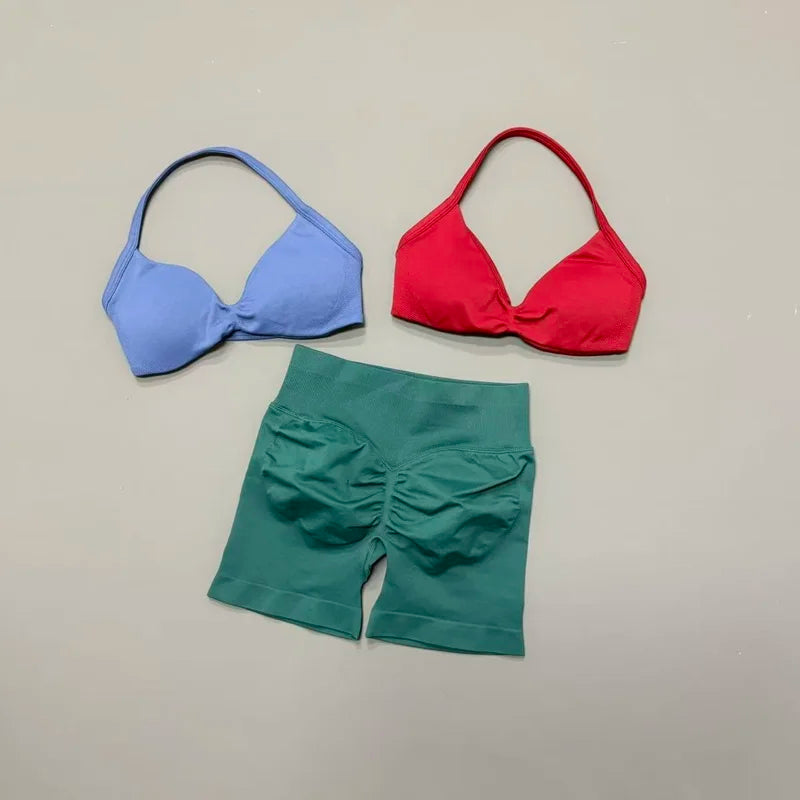 2PCS HISTELLO Seamless Gym Yoga Set Push Up Bra Scrunch Butt Lift Leggings Body Shaping Breathable Comfort Yoga Women Wear