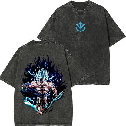 Retro Washed T-shirt Wukong Demon Man Buou Pure Cotton Cartoon Men's and Women's Animation Short-sleeved Clothing