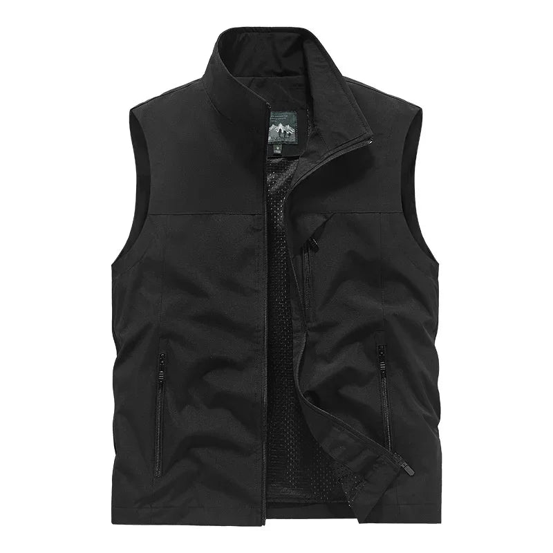 2025 New Fashion Men's Vest Windproof Solid Sleeveless Jacket Motorcycle Ourdoor Waterproof Biker Vest for Men Clothing