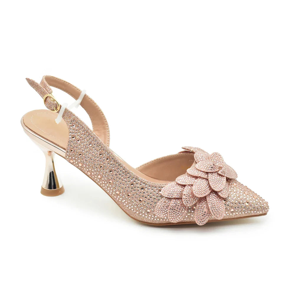 2026 Nigerian Style Rhinestone Medium Heeled Sandals for Women Fashion Wedding Party Shoes and Bags Set with Rhinestone