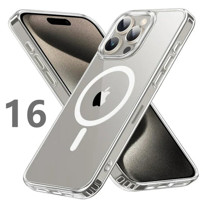 Magnetic Clear Case for iPhone 17 16 15 14 13 11 12 Pro Max Plus Transparent Case Wireless Charge Cover Compatible With Magsafe