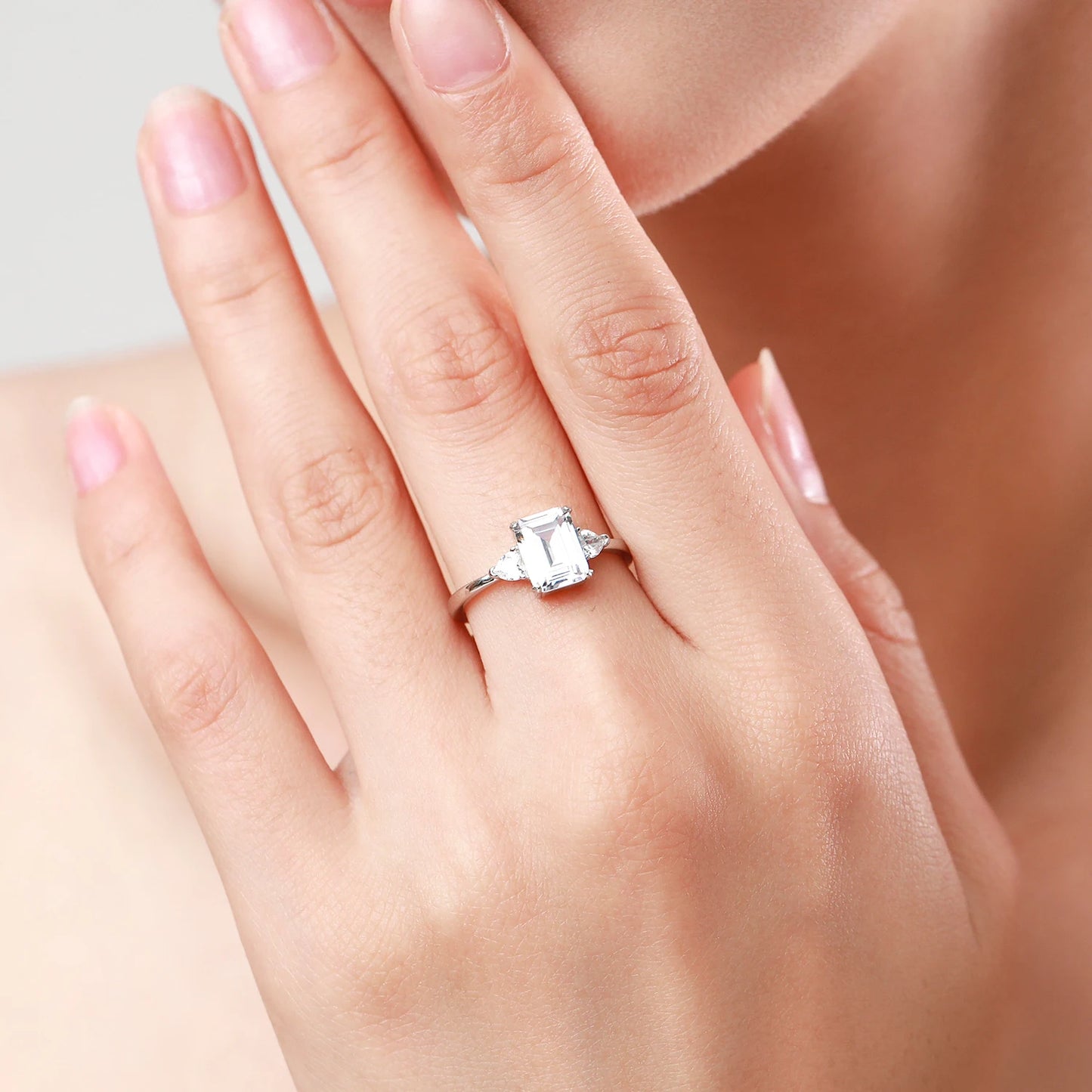 100% 925 Sterling Silver Luxury Rectangle Emerald Cut 2CT Clear AAAAA CZ Finger Rings For Women Statement Wedding Jewelry
