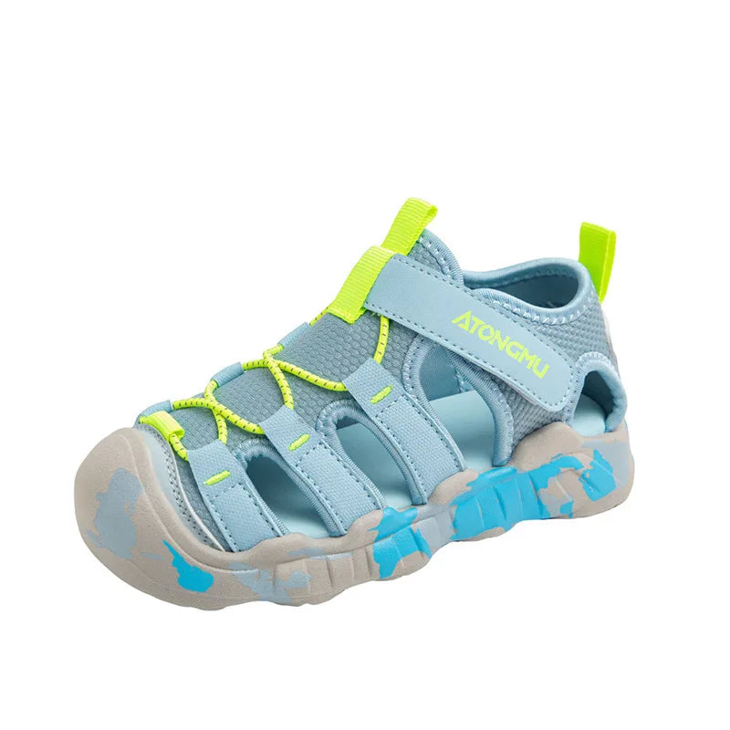 Children Summer Sports Sandals Girls Beach Outdoor Non-slip Hiking Shoes Boys Hollow Breathable Anti Collision Round Toe Sandals