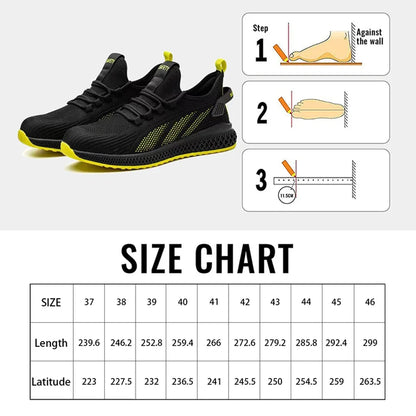 Breathable Men Work Shoes, Summer Safety Shoes Lightweight Protective Sneakers, Steel Toe Work Shoes Men Puncture-Proof Boots
