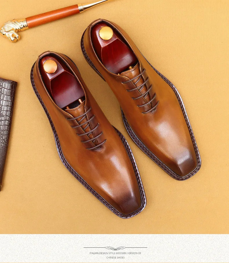 Luxury Brand Mens Oxford Leather Shoes Black Brown Handmade Lace Up Pointed Toe Dress Shoes Wedding Office Business Formal Shoes