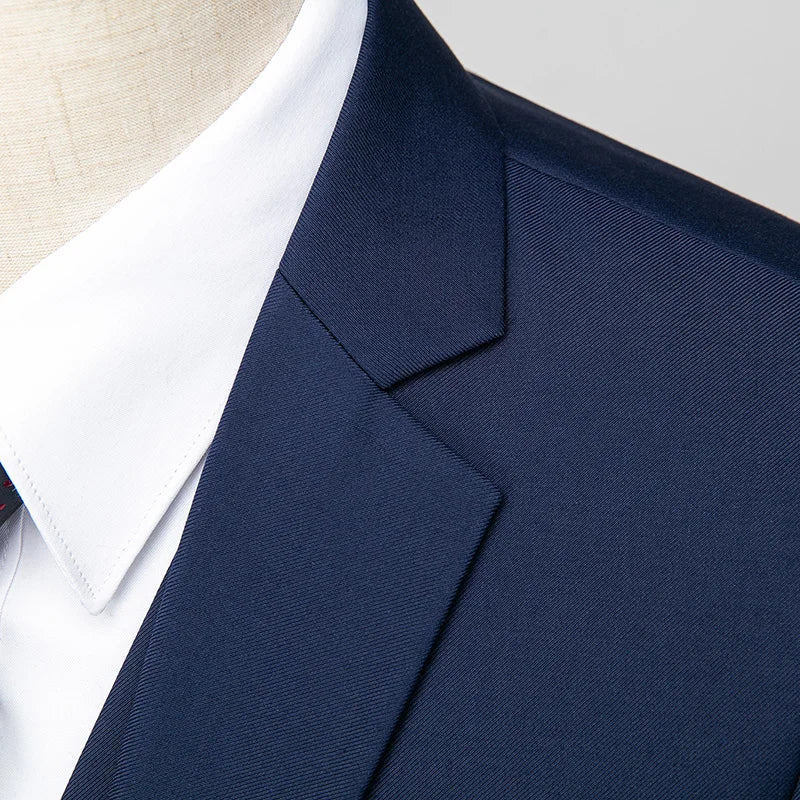 2026 New Suit (Blazer+ Vest + Pants) Men's Gentleman Fashion Slim Work Solid Color Plus Size Fair Dress Wedding Best Man Suit