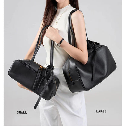 High version genuine leather pillow bag for women 2025 new all-match large capacity first layer cowhide bowling bag for women