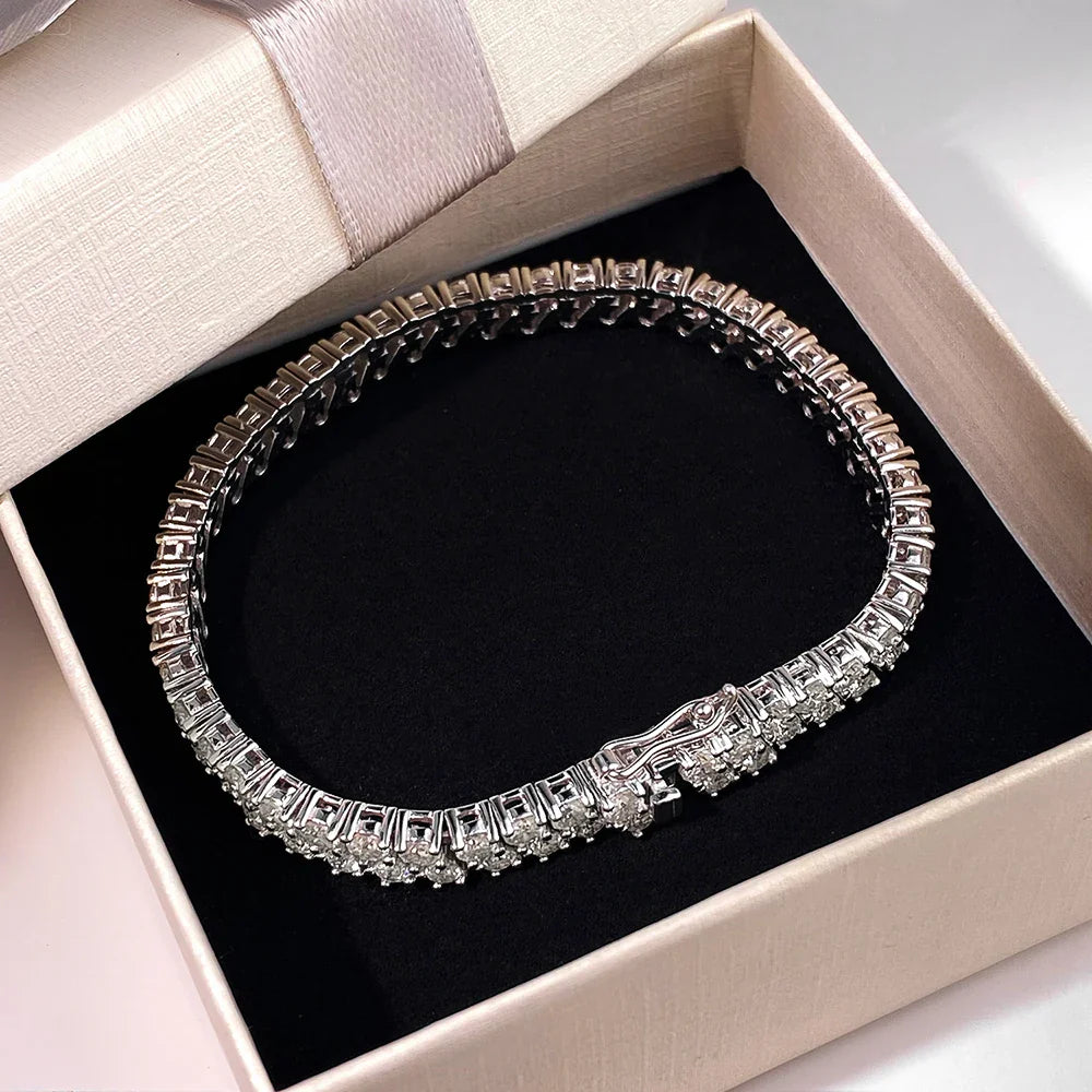 3mm Full Moissanite Bracelet 100% S925 Silver D Color Lab Diamond Bracelet For Women Man Wedding Party Fine Jewelry