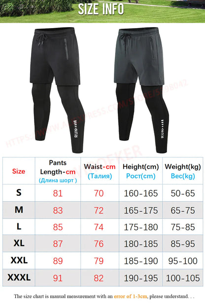 Men Run Trouser 2 In 1 Double Layer Pant Tight Training Basketball Legging Print Fitness Sweatpant With Pockets Running Trousers