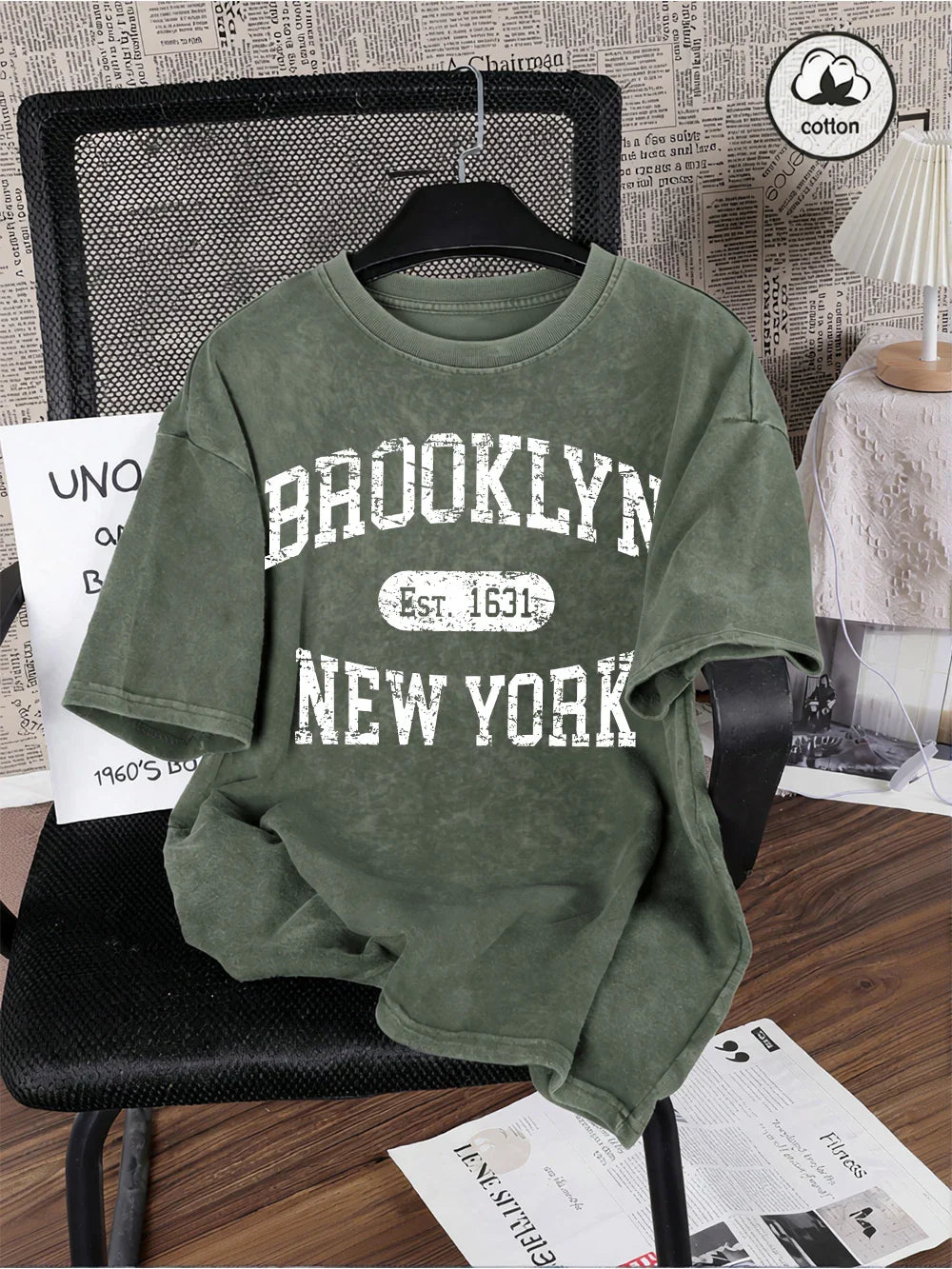 Brooklyn Est 1631 New York Prints Washed T-Shirt Mens Cotton Oversized T Shirts Casual Distressed O-Neck Tops Summer Male Tees
