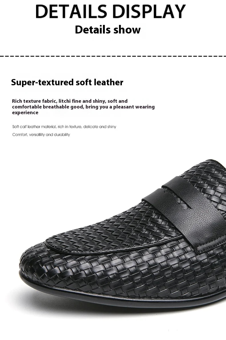European station fashion brand luxury bean shoes leather men's shoes slip-on loafers classic plaid small leather shoes