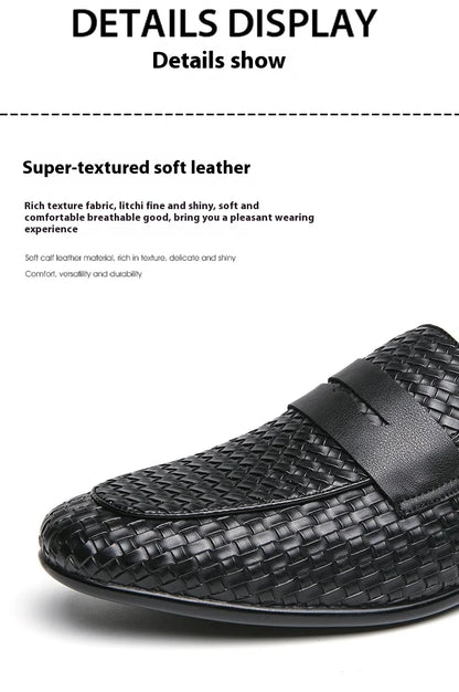 European station fashion brand luxury bean shoes leather men's shoes slip-on loafers classic plaid small leather shoes