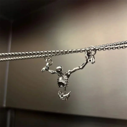 Punk Skull Necklace Captivity Skull Pendant Bicycle Rock Jewelry Gift For Men And Women Zinc No Gems