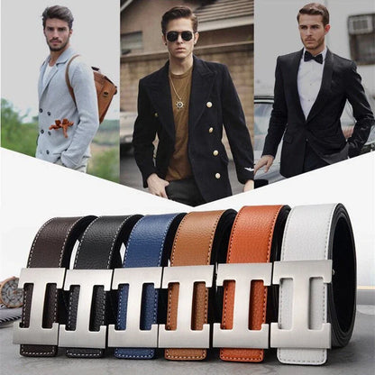 2026 New Casual Men's Belt High Quality Designer Genuine Second Cow Leather Belts Strap Male Metal Smooth Buckle Fashion
