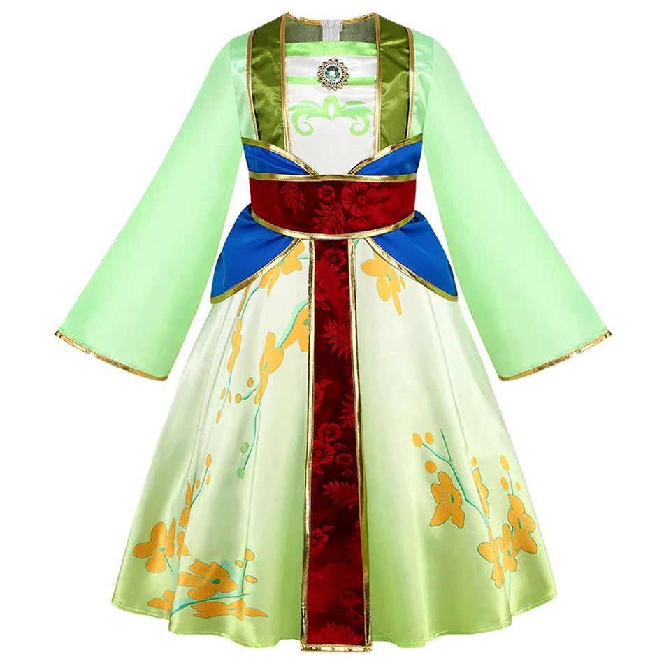 Kids Mulan Cosplay Princess Dress Girls Chinese Style Hanfu Traditional Costume Children Birthday Carnival Party Fairy Clothing