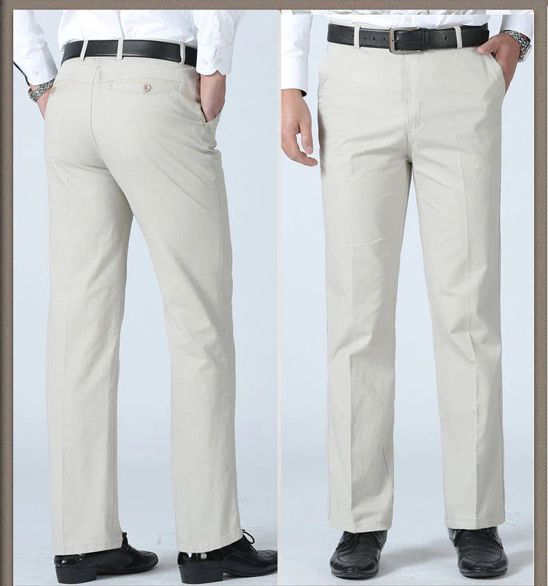 Men's Summer Thin Casual Suit Pants Autumn Thick 100% Cotton Classic Business Fashion Stretch Trousers Male Brand Clothes