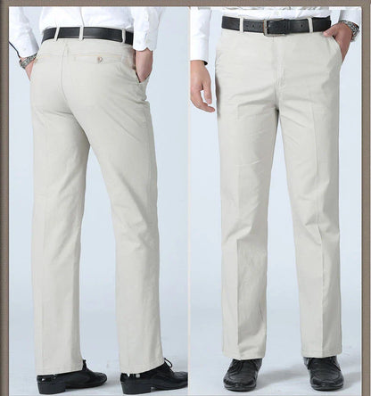 Men's Summer Thin Casual Suit Pants Autumn Thick 100% Cotton Classic Business Fashion Stretch Trousers Male Brand Clothes