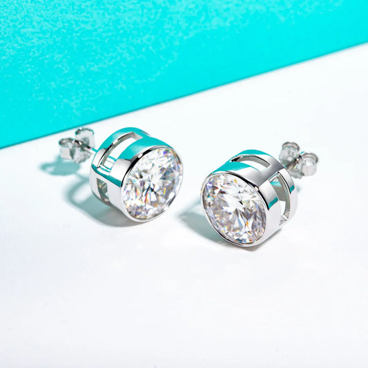 1ct 2ct Total D Color Round Moissanite 18K Gold Plated Stud Earrings Stud Earrings  For Woman