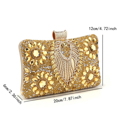Acrylic Flower One Side Glitter Tassel Women Evening Bags Diamonds Small Day Clutch Luxury New Chain Shoulder Handbags For Party